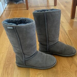 BearPaw Charcoal Sheepskin Suede Leather Boots  Genuine Shearling Lining 8